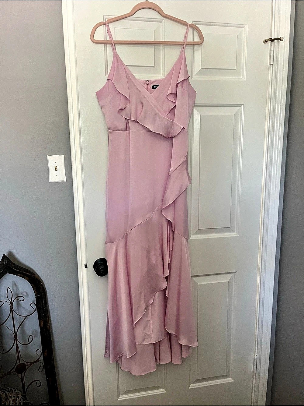 Express Pink Ruffled Maxi Dress